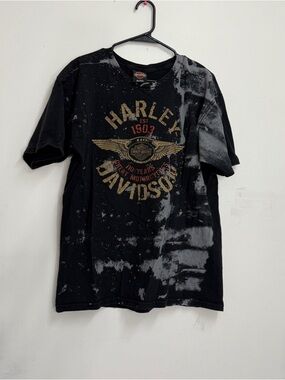 black Harley-Davidson 110th Anniversary t-shirt washout aesthetic acid wash
